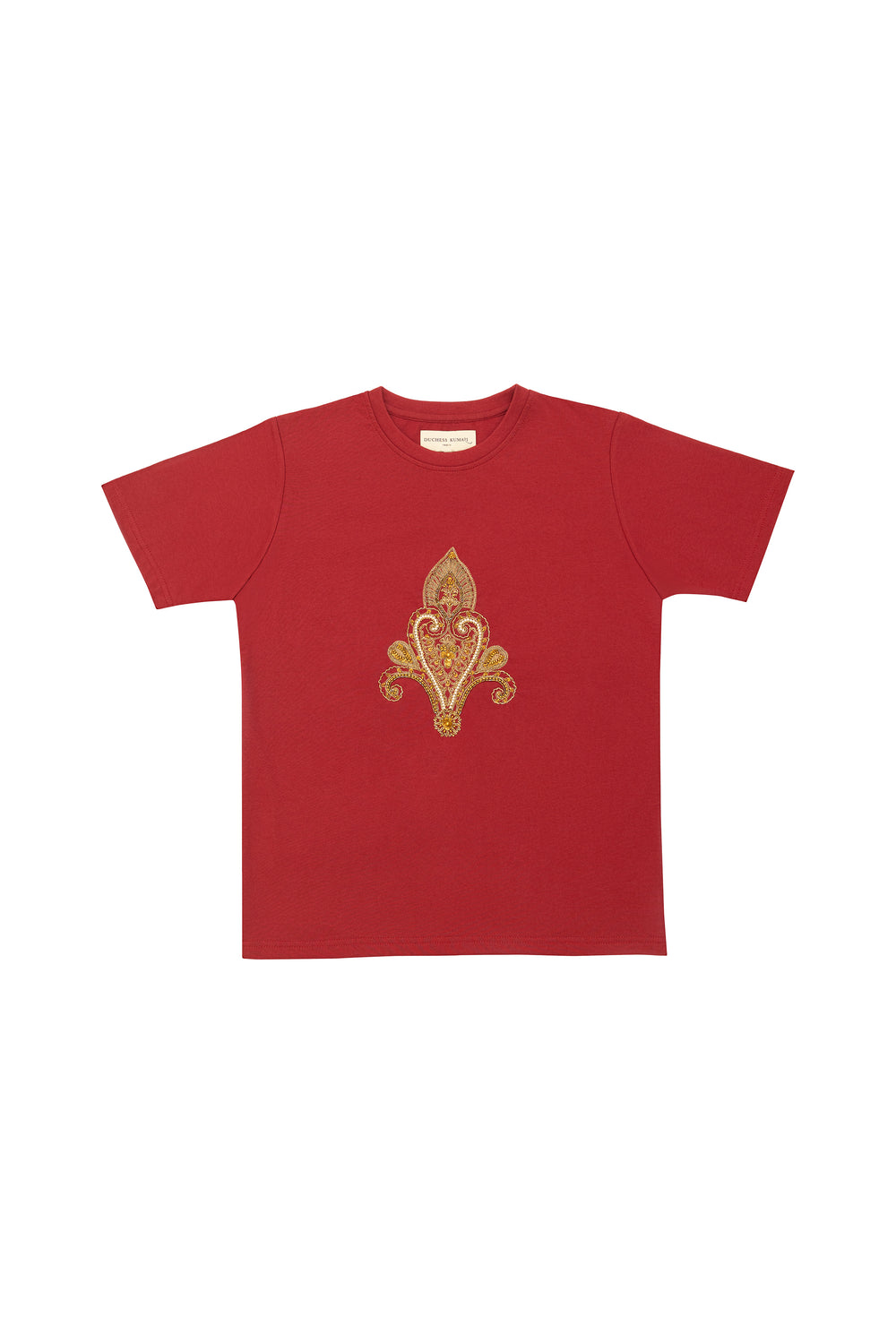 Maroon Embroidered Zar Kinkhab Designer T-Shirt