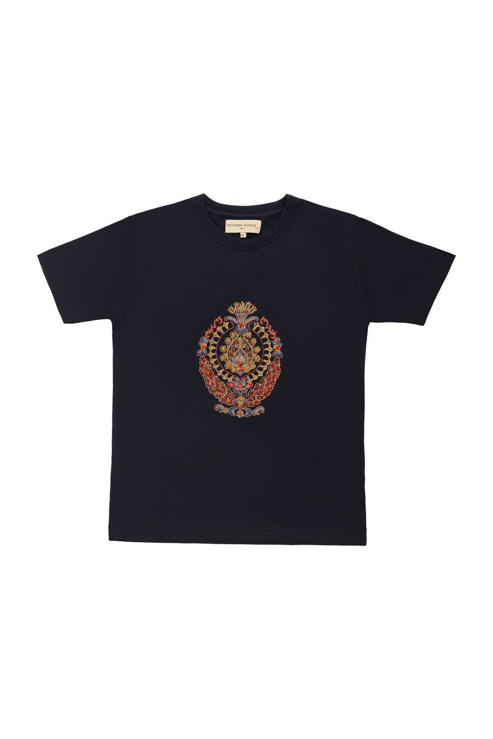 Black Embroidered Meher Designer T-Shirt