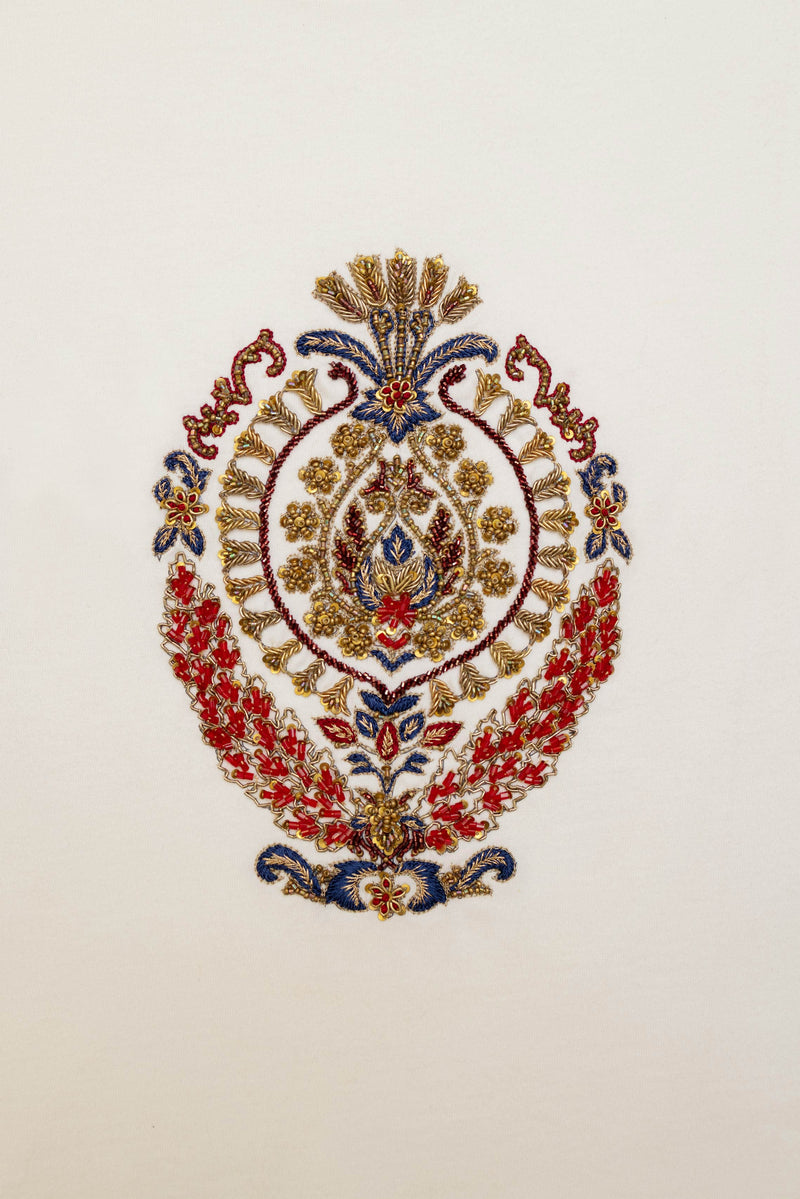 White Embroidered Meher Designer T-Shirt