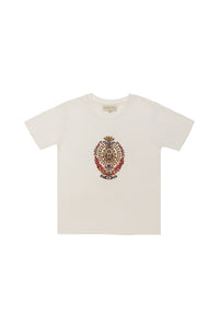 White Embroidered Meher Designer T-Shirt