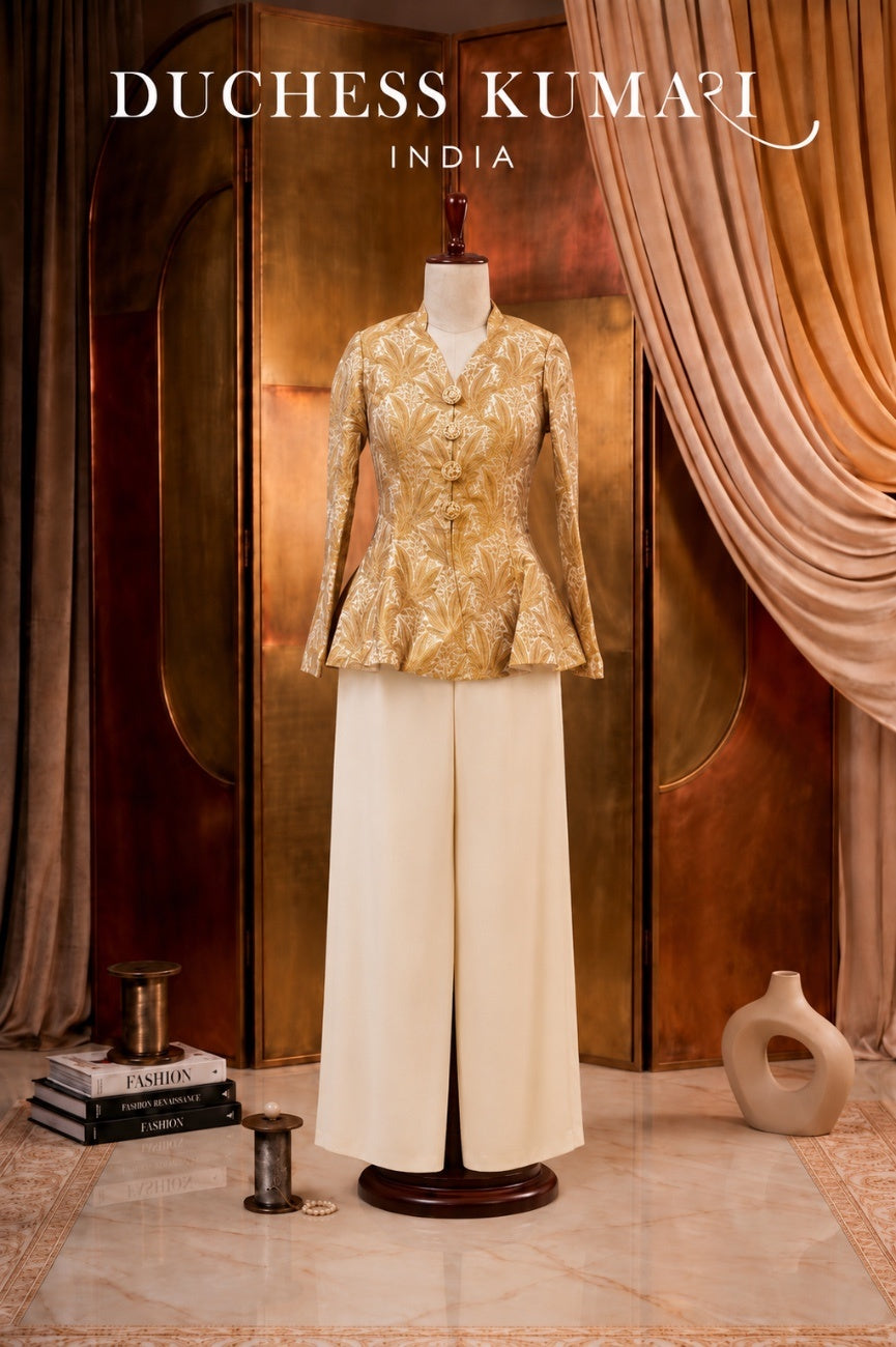 Kundan Gold Brocade Set