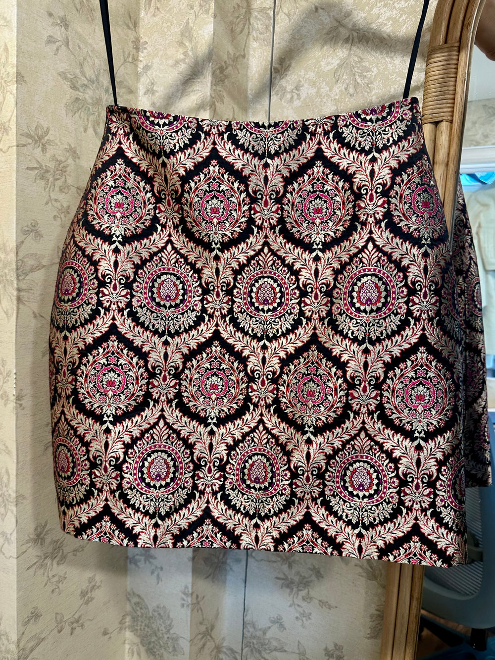 Padmini Ivory T-Shirt With Baroque Brocade Mini Skirt Set