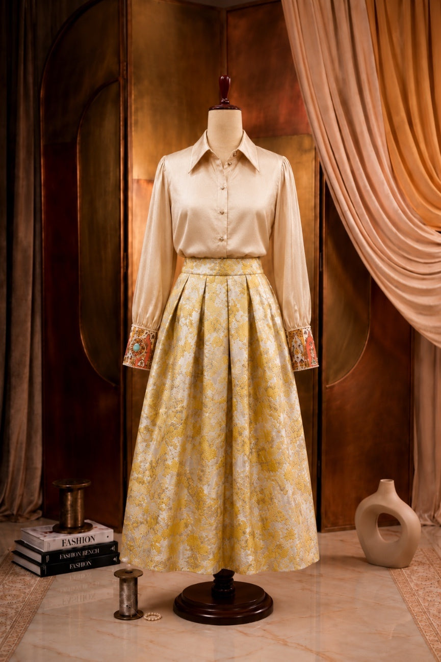 Baroque Brocade Mid-Length Skirt - Duchess Kumari