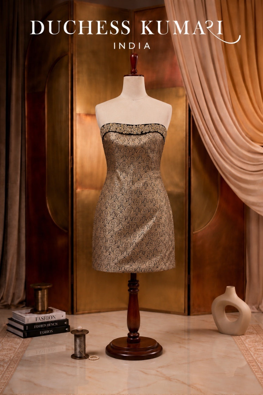 Moonlit Brocade Tube Dress