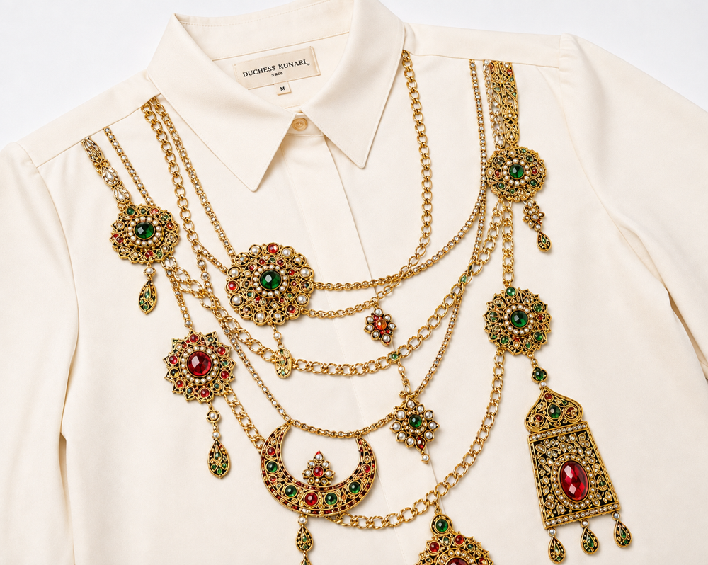 The Maharani Jewel Shirt With Collar (Ivory)