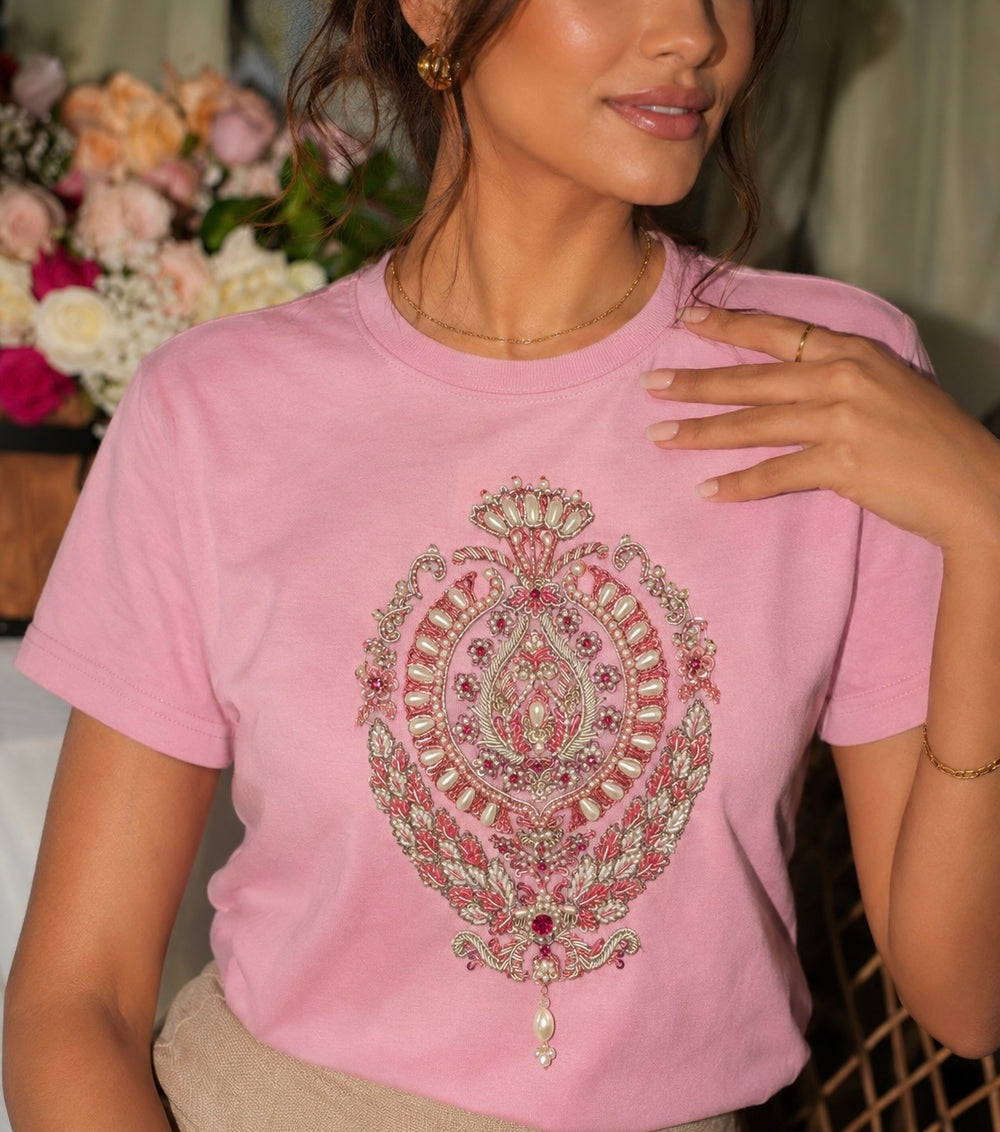 Meher Pastel Tee with Peplum Jute Pencil Skirt Set