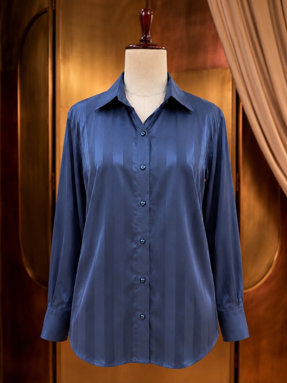 Azure Stripe Satin Shirt