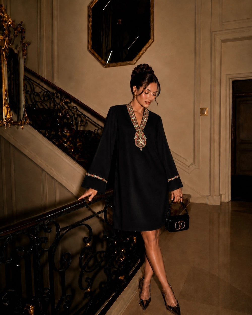 Black Royal Darbar Tunic Dress