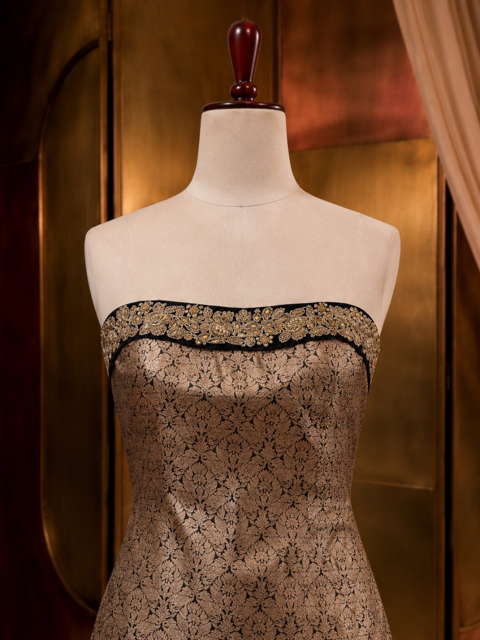 Moonlit Brocade Tube Dress