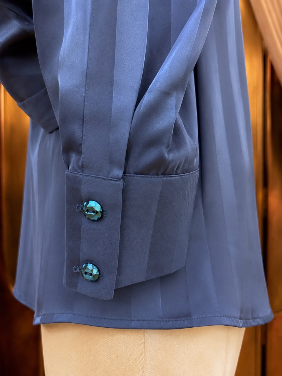 Azure Stripe Satin Shirt