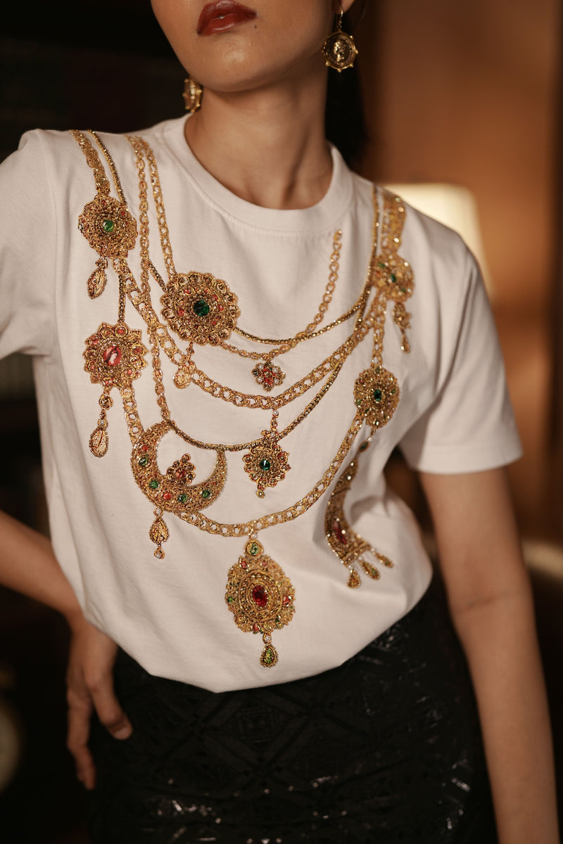DK Jewel Embroidered T-Shirt White