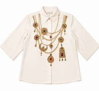 The Maharani Jewel Shirt With Collar (Ivory)