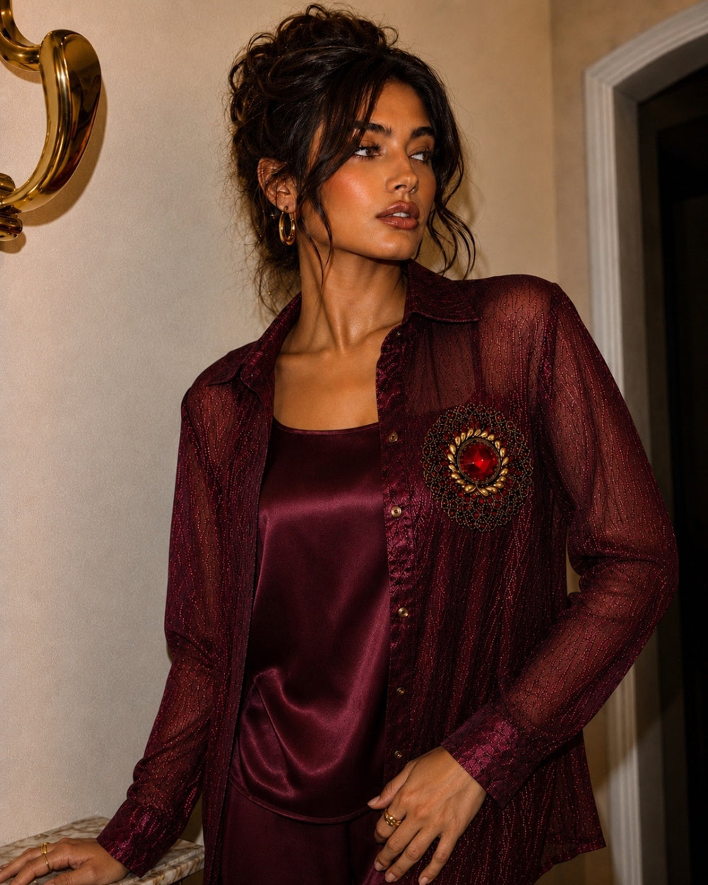 Mirabelle Shirt ( Maroon ) - Second Image