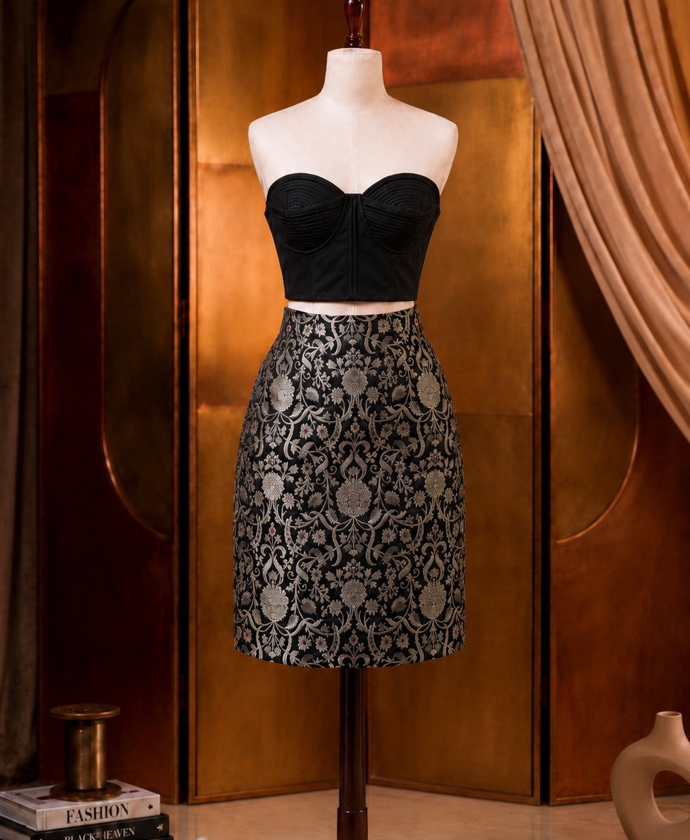 Noir Brocade Skirt