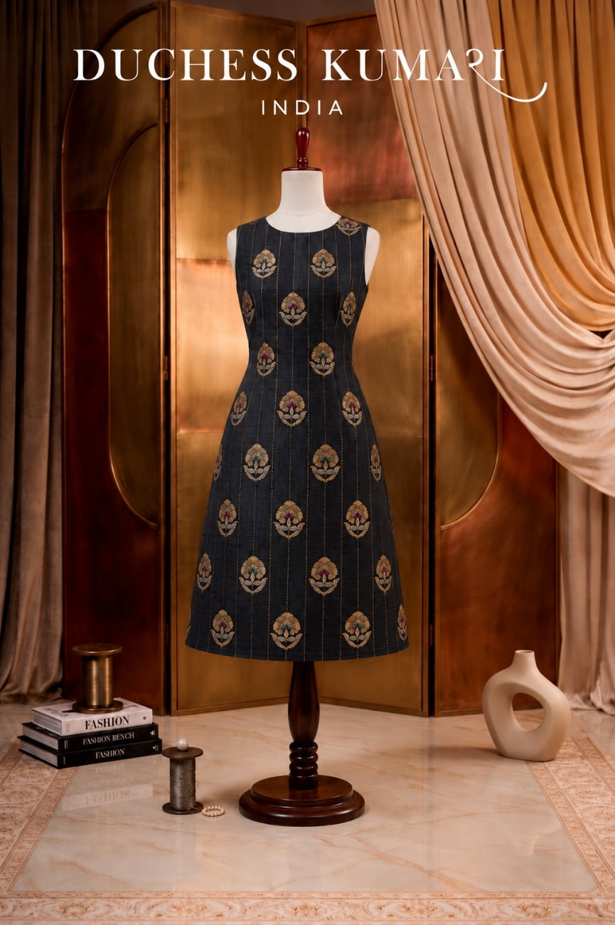 Midnight Brocade Dress