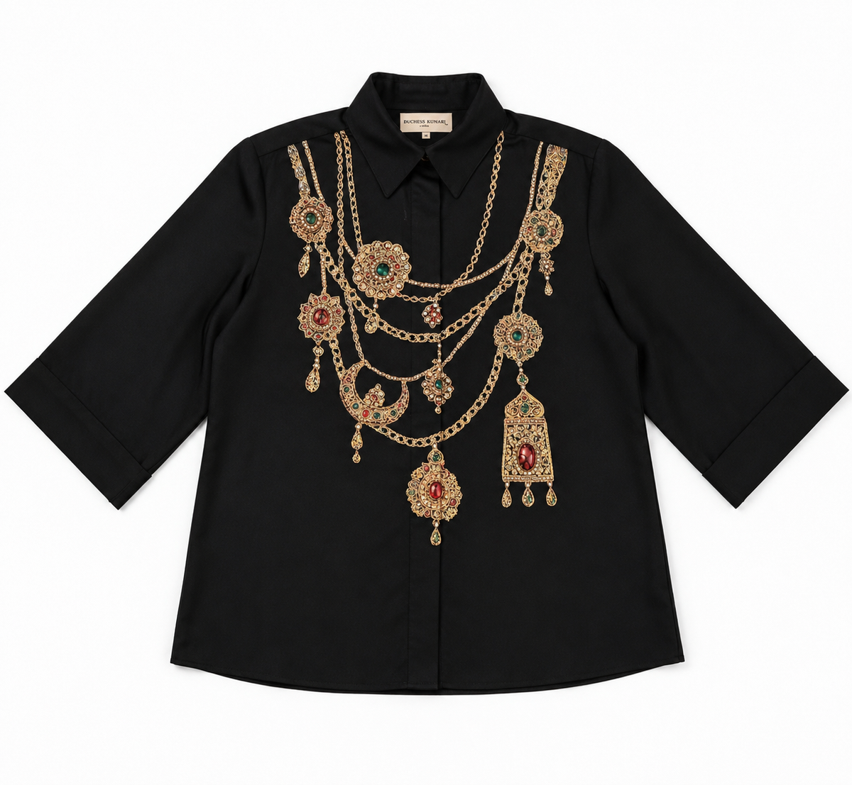 The Maharani Jewel Shirt With Collar (Black)