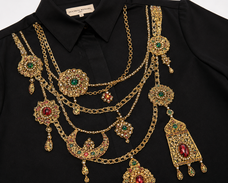 The Maharani Jewel Shirt With Collar (Black)