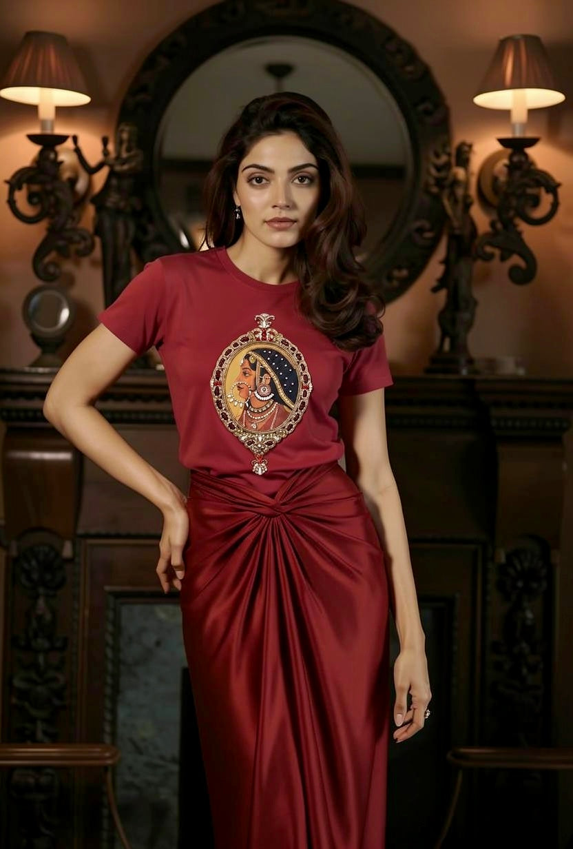 Noor Satin Drape Skirt Red