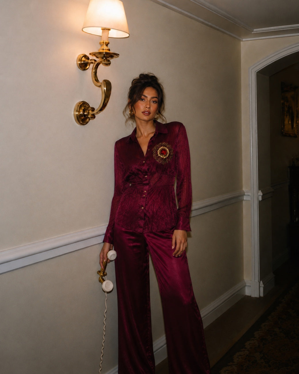 Mirabelle Satin Set (Maroon)