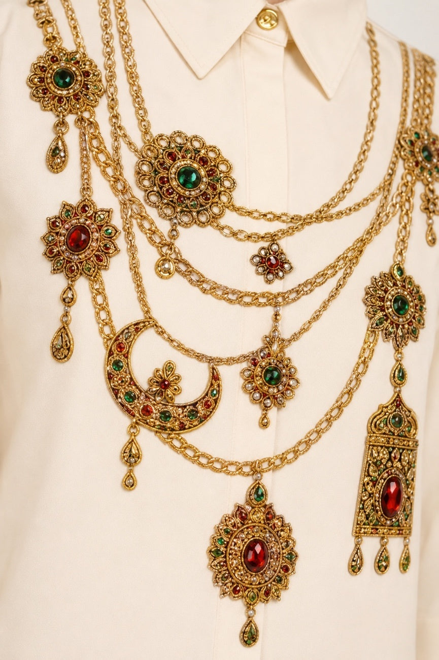 The Maharani Jewel Shirt With Collar (Ivory)