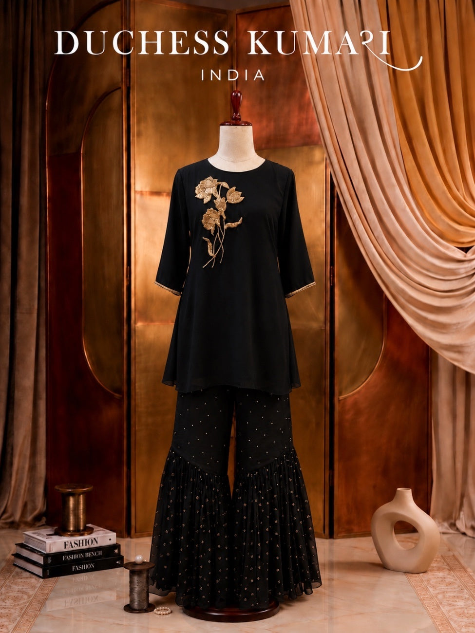 Noir Gul Sharara Set