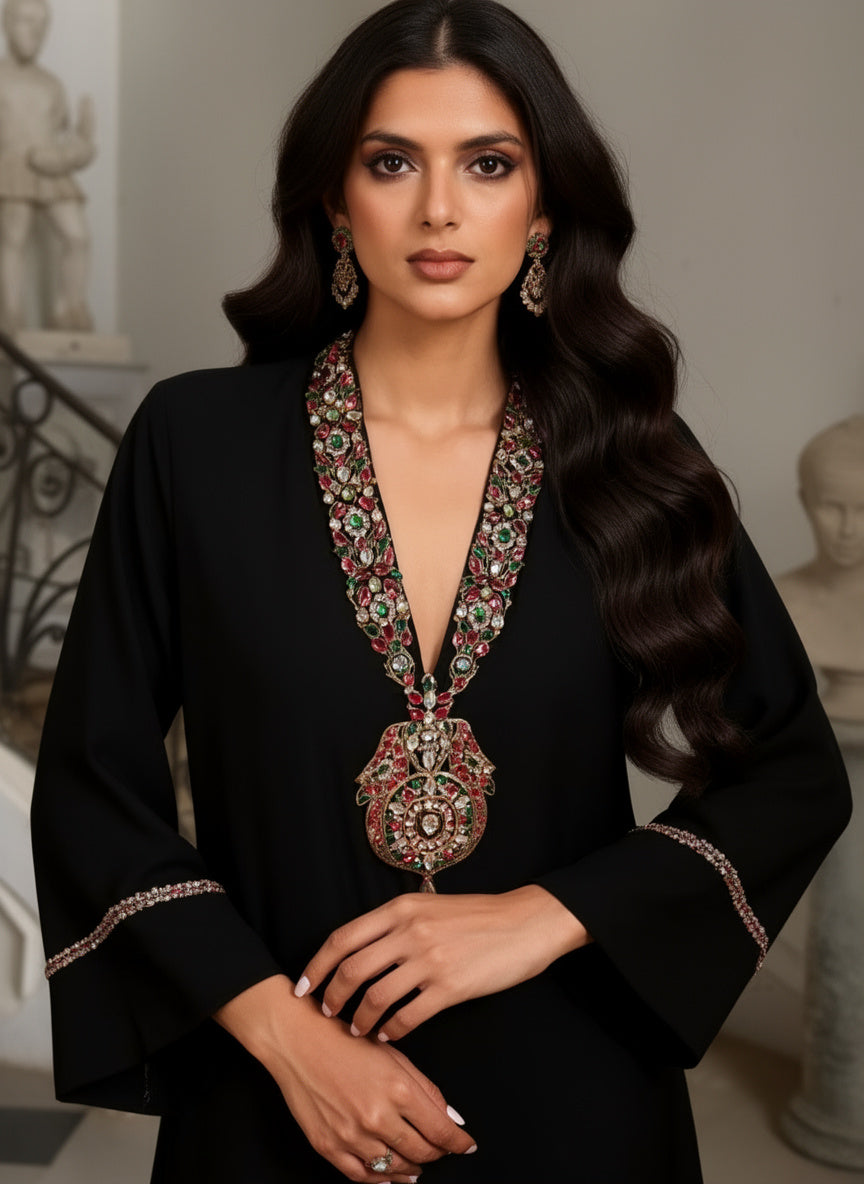 Black Royal Darbar Tunic Dress