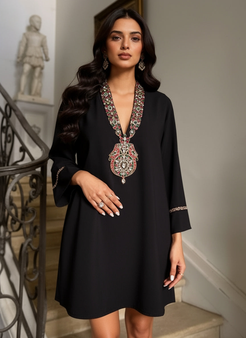 Black Royal Darbar Tunic Dress
