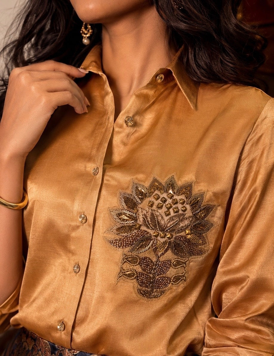 Sunheri A Line Brocade Set
