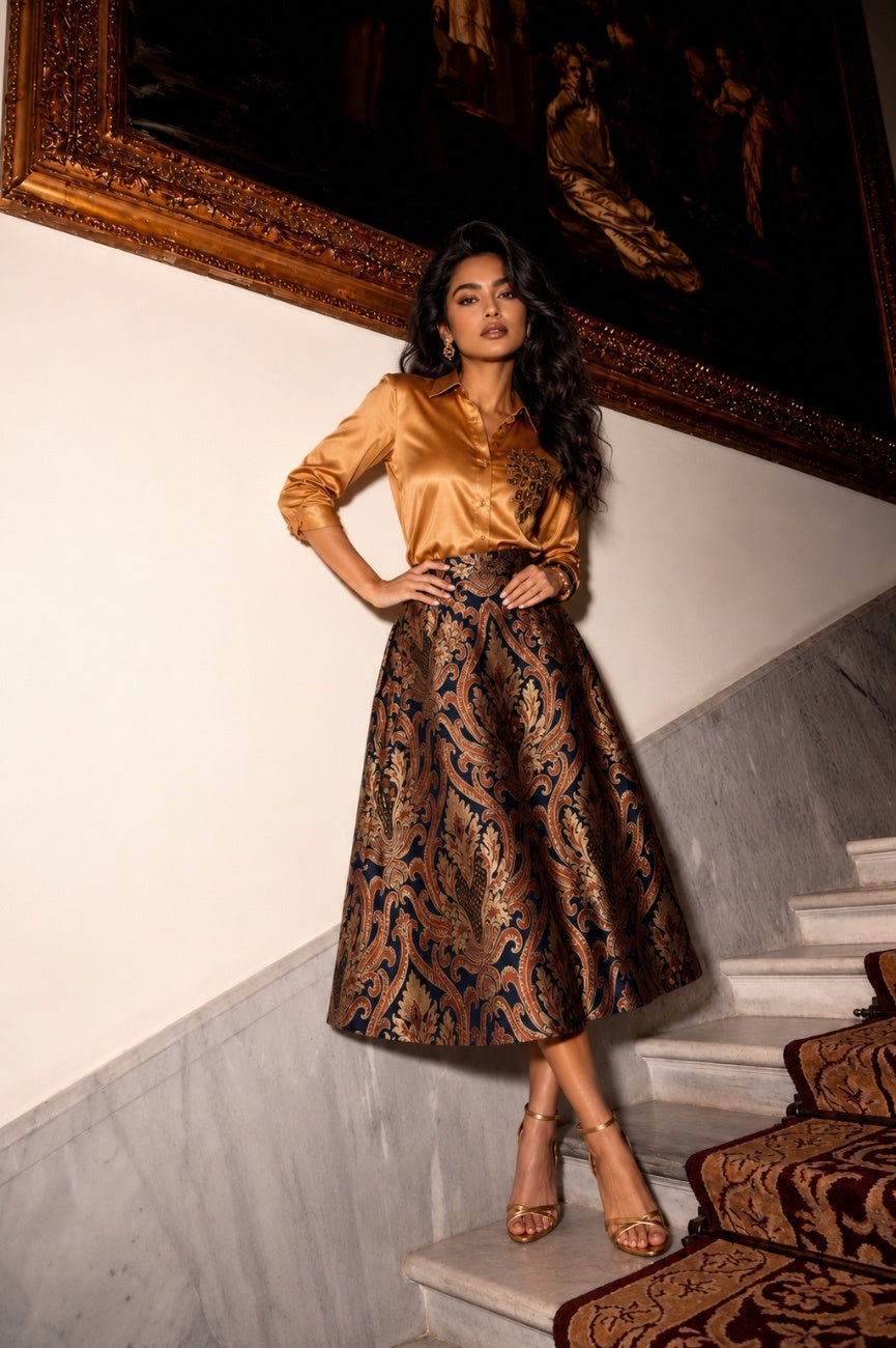 Sunheri A Line Brocade Set