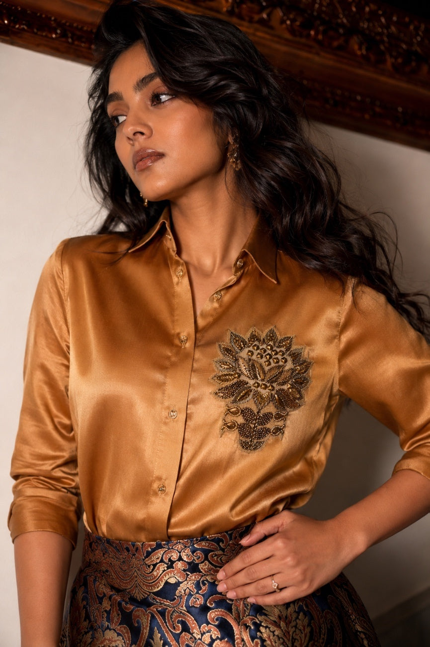 Sunheri A Line Brocade Set