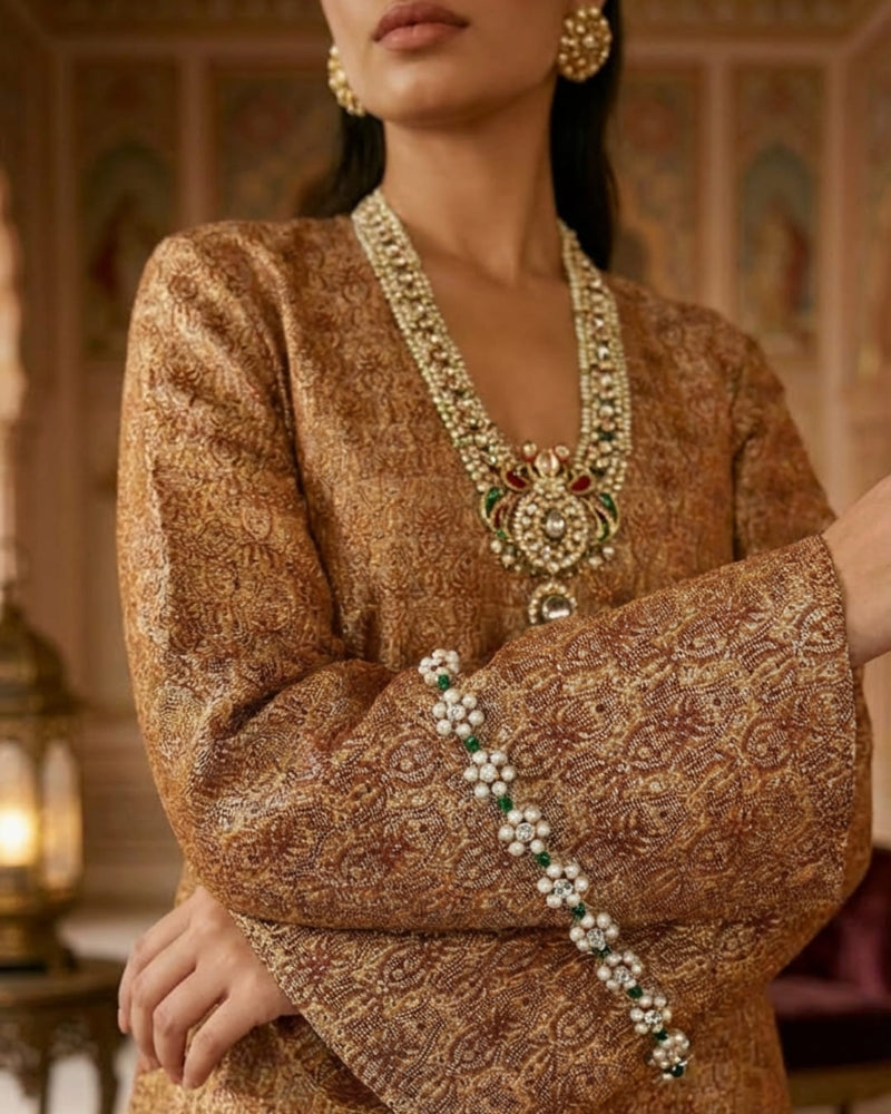 Gold Brown Kumari Brocade Tunic