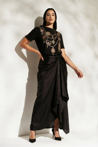 Copper Jewel Tee with Drape Satin Set