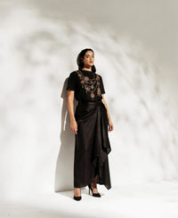 Copper Jewel Tee with Drape Satin Set