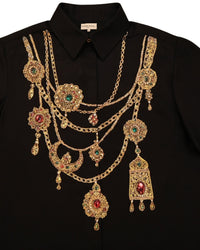 The Maharani Jewel Shirt With Collar (Black)