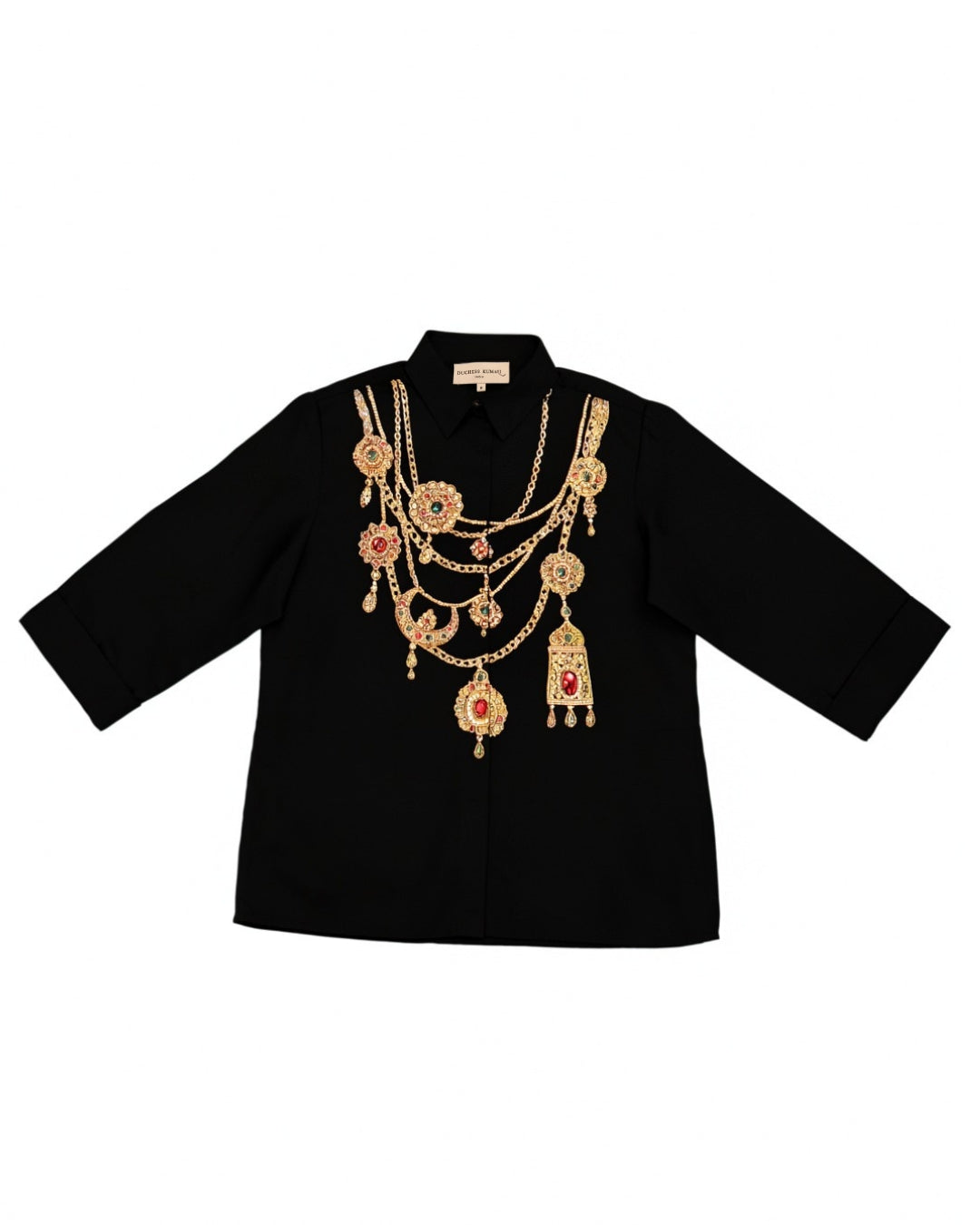 The Maharani Jewel Shirt With Collar (Black)