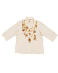 The Maharani Jewel Shirt With Collar (Ivory)