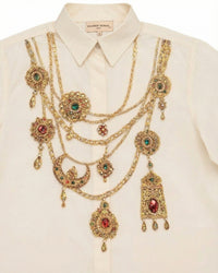The Maharani Jewel Shirt With Collar (Ivory)