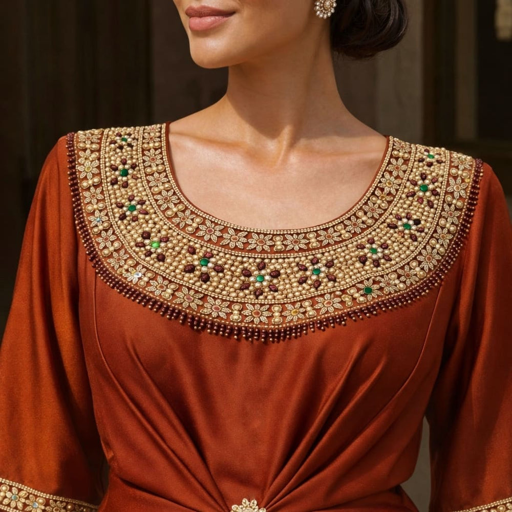 Noor Kundan Kaftan ( Deep Red ) - Second Image