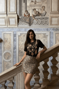 Baroque Brocade A-line Mini Skirt