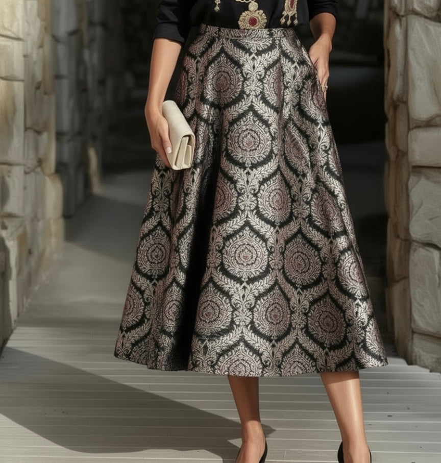 The Maharani Jewel Shirt With Collar Black Set