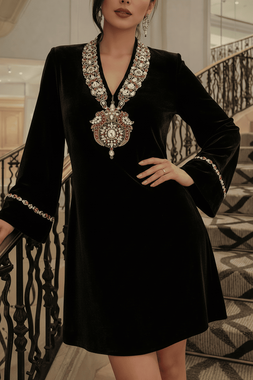 Black Velvet Royal Darbar Tunic