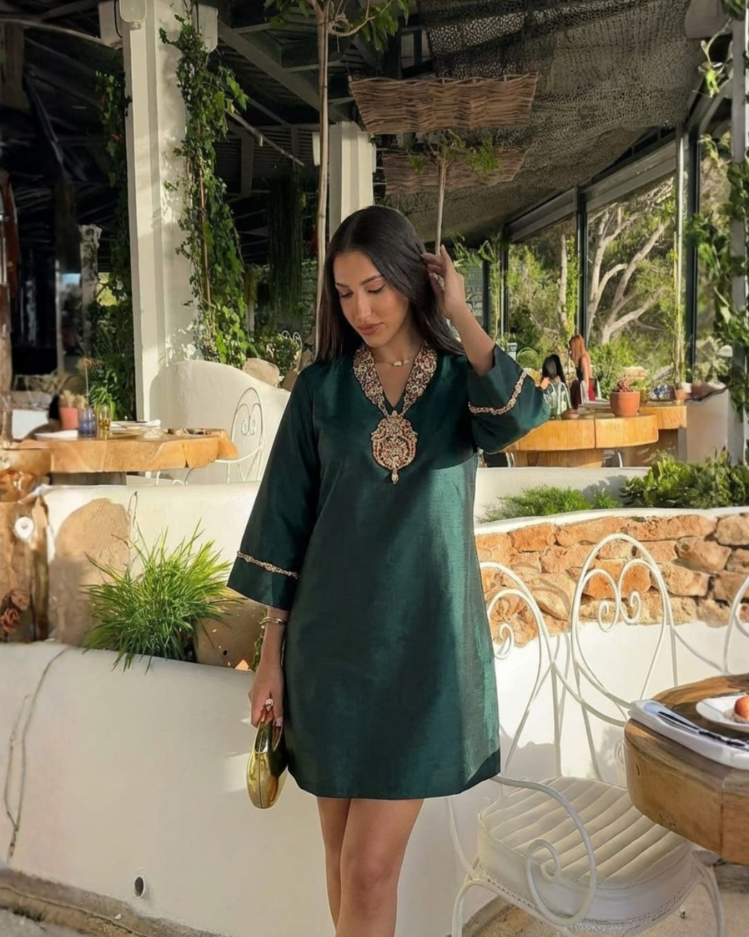 Emerald Green Royal Darbar Tunic Dress - Duchess Kumari Emerald Green Royal Darbar Tunic Dress - Duchess Kumari