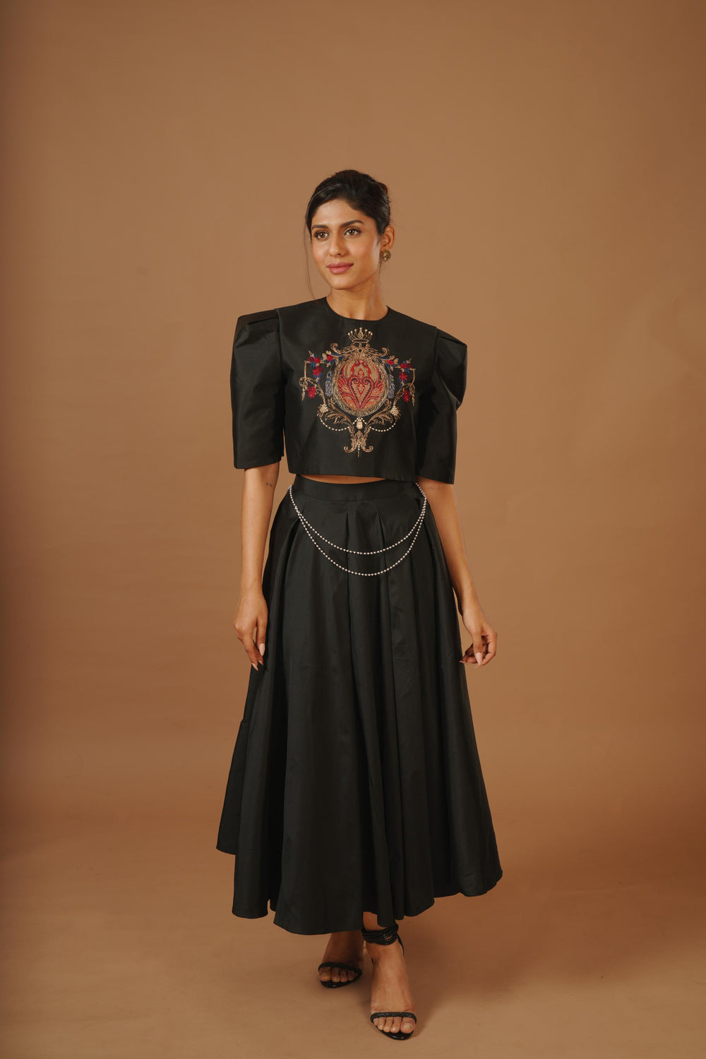 Black Emblem Taffeta Skirt