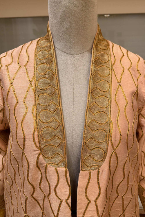 Peach with gold embroidery