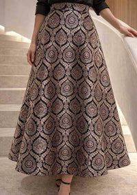 Black Maharani Jewel Collar Shirt With Brocade Skirt Set