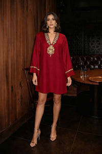 Maroon Red Royal Darbar Raw Silk Tunic