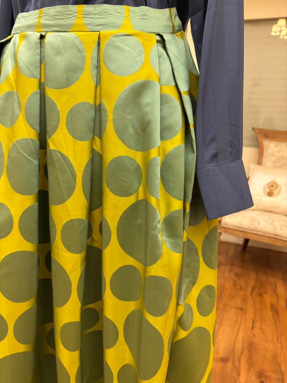Lime Polka Taffeta Skirt