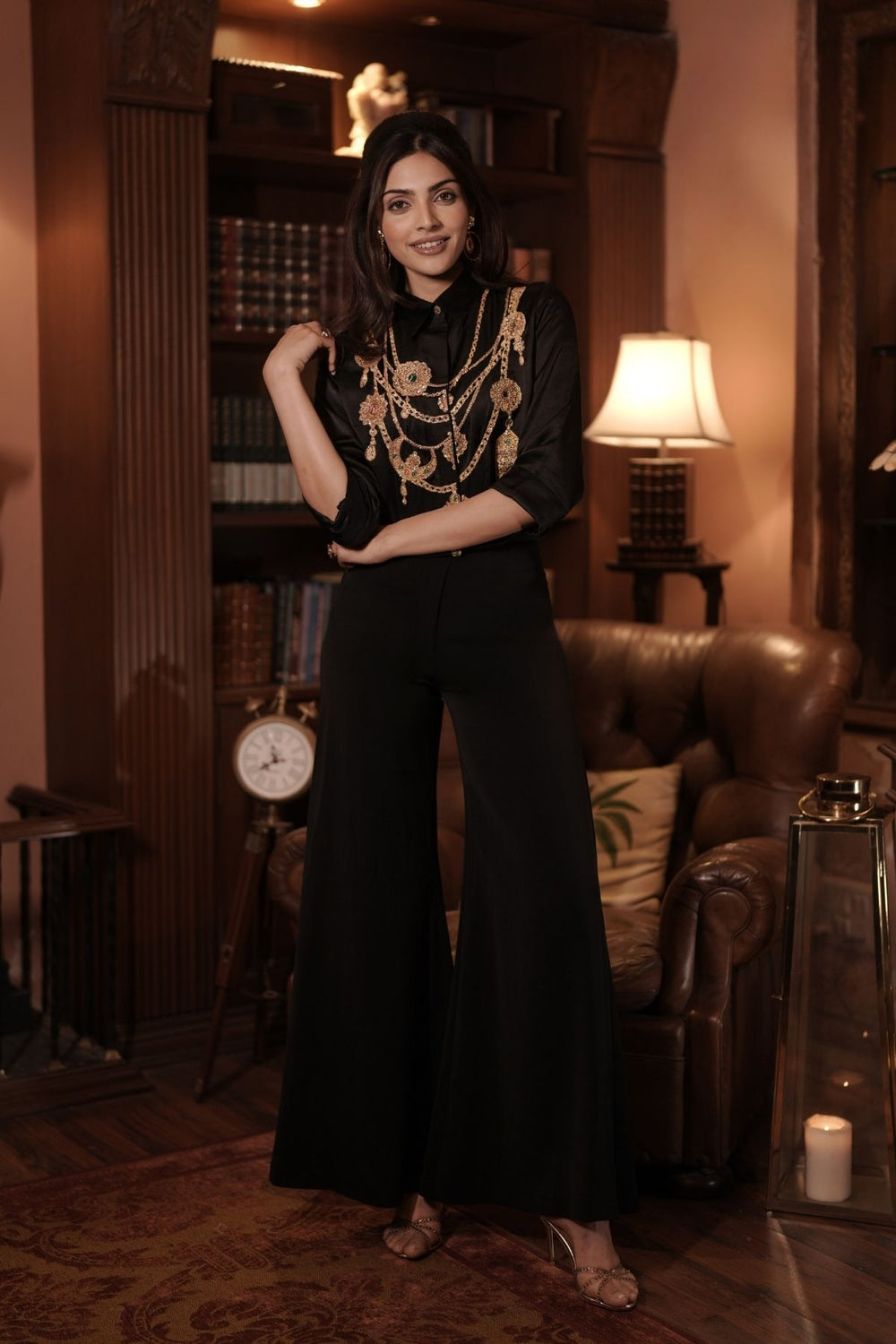 The Maharani Jewel Shirt With Collar (Black)