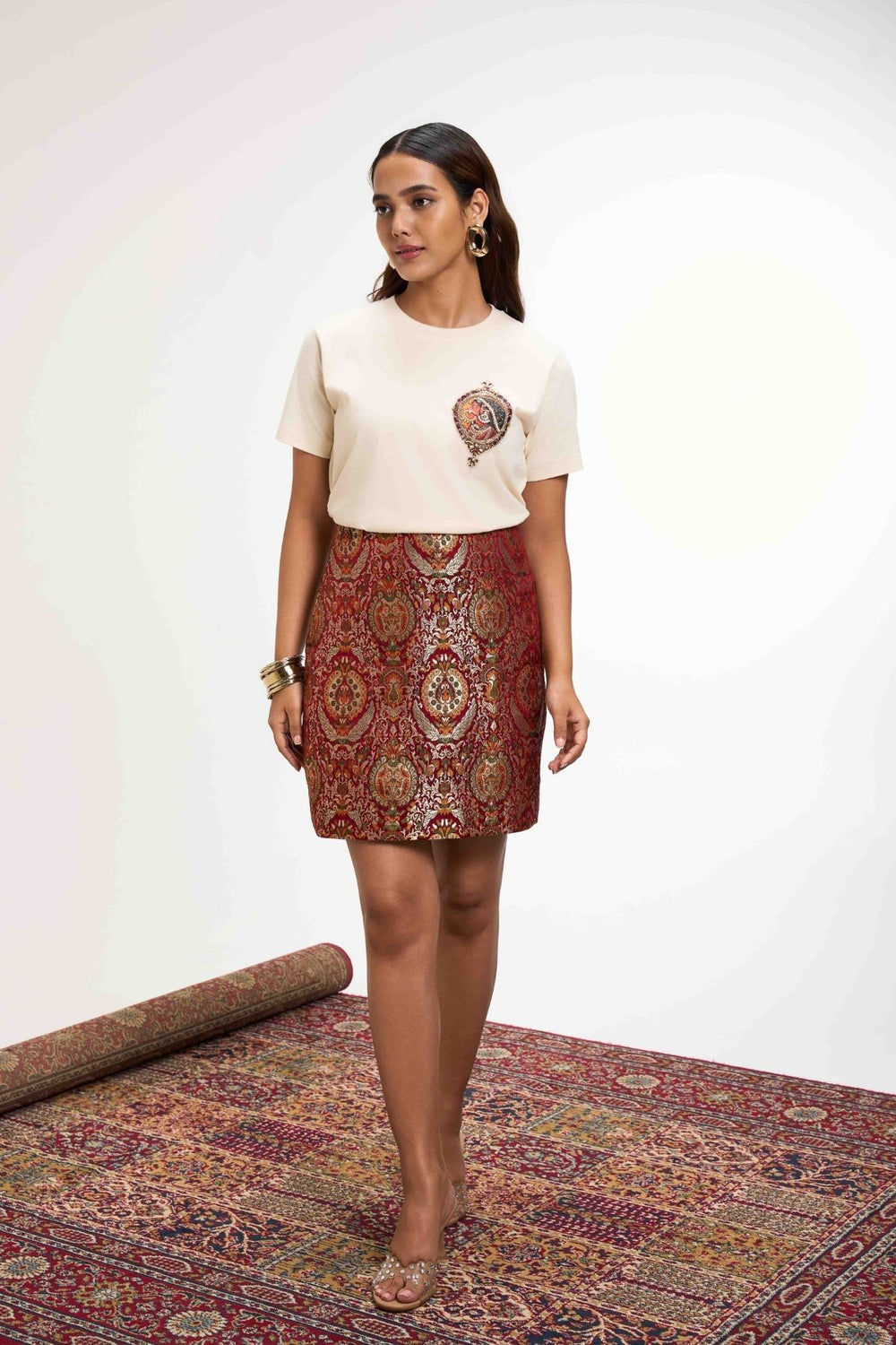 Rajkumari Brocade A-line Mini Skirt