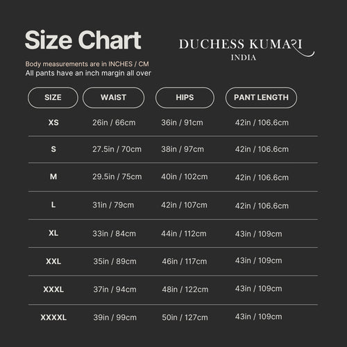Pant Skirt Size Chart